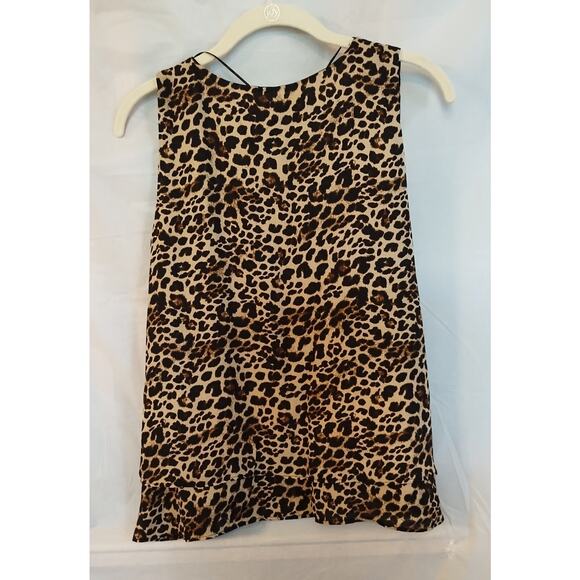 Zara Women's Leopard Print Sleeveless Double Layer V-Neck Tank Top Size M - Picture 3 of 6